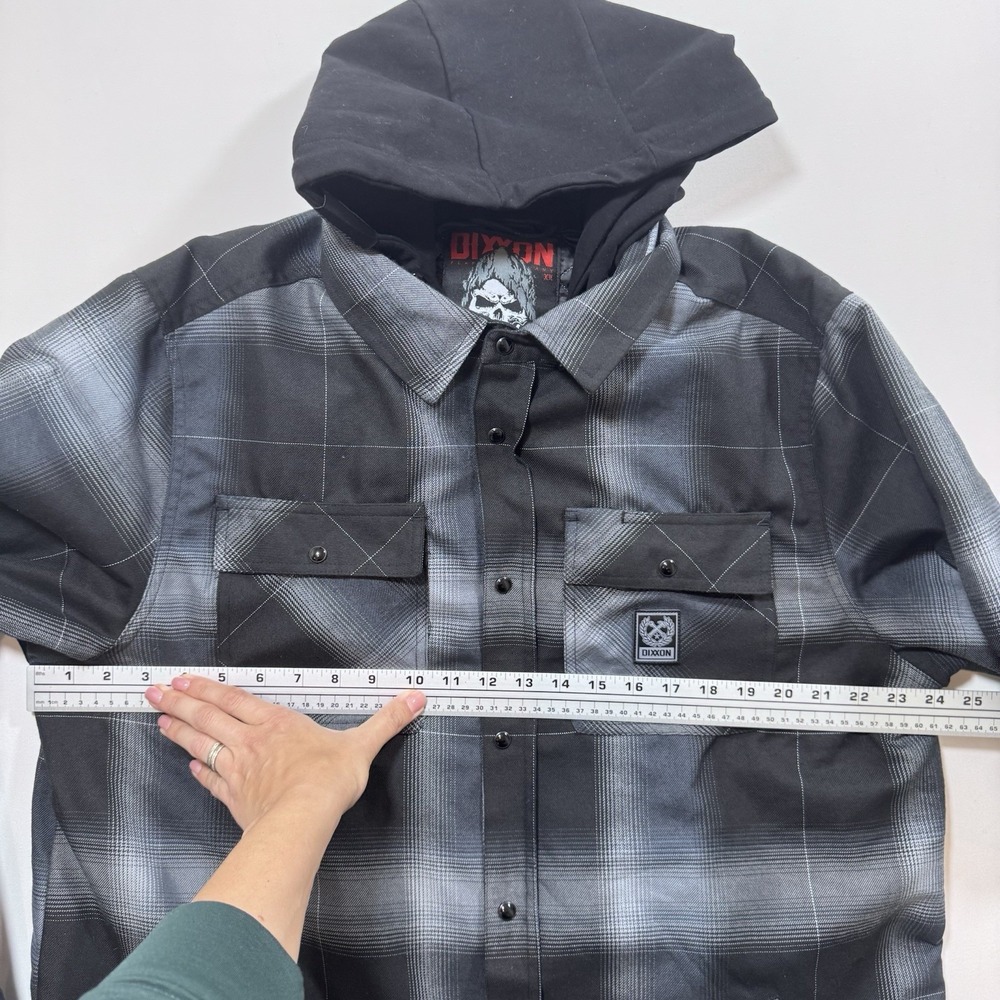 DIXXON Flannel DESTROYER Hooded Flannel Jacket Men's XL Plaid‎ Zip Snap Grunge - Picture 6 of 11